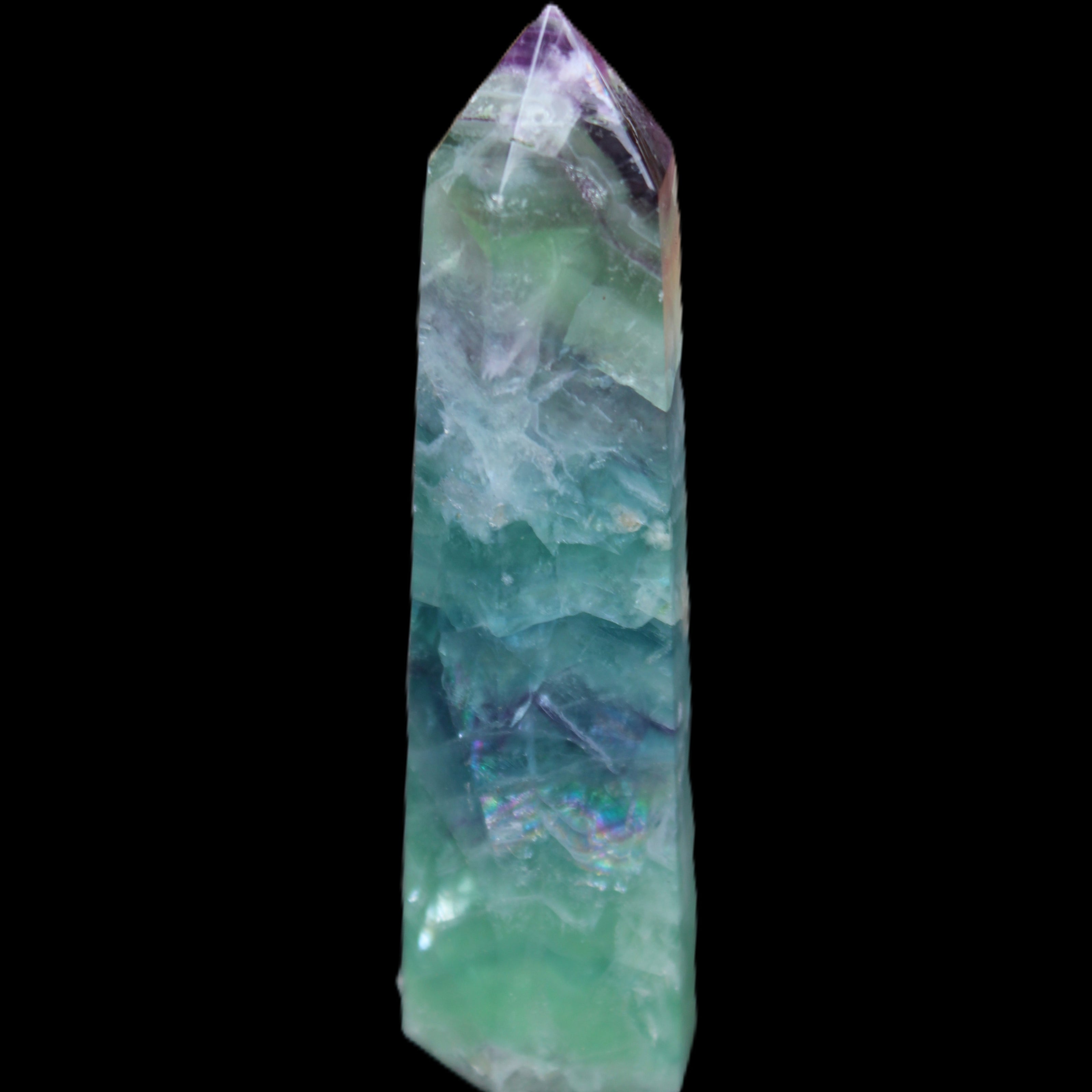 Colourful Fluorite wand 96*24*28mm 110g in sunlight - Rocks and Things Store