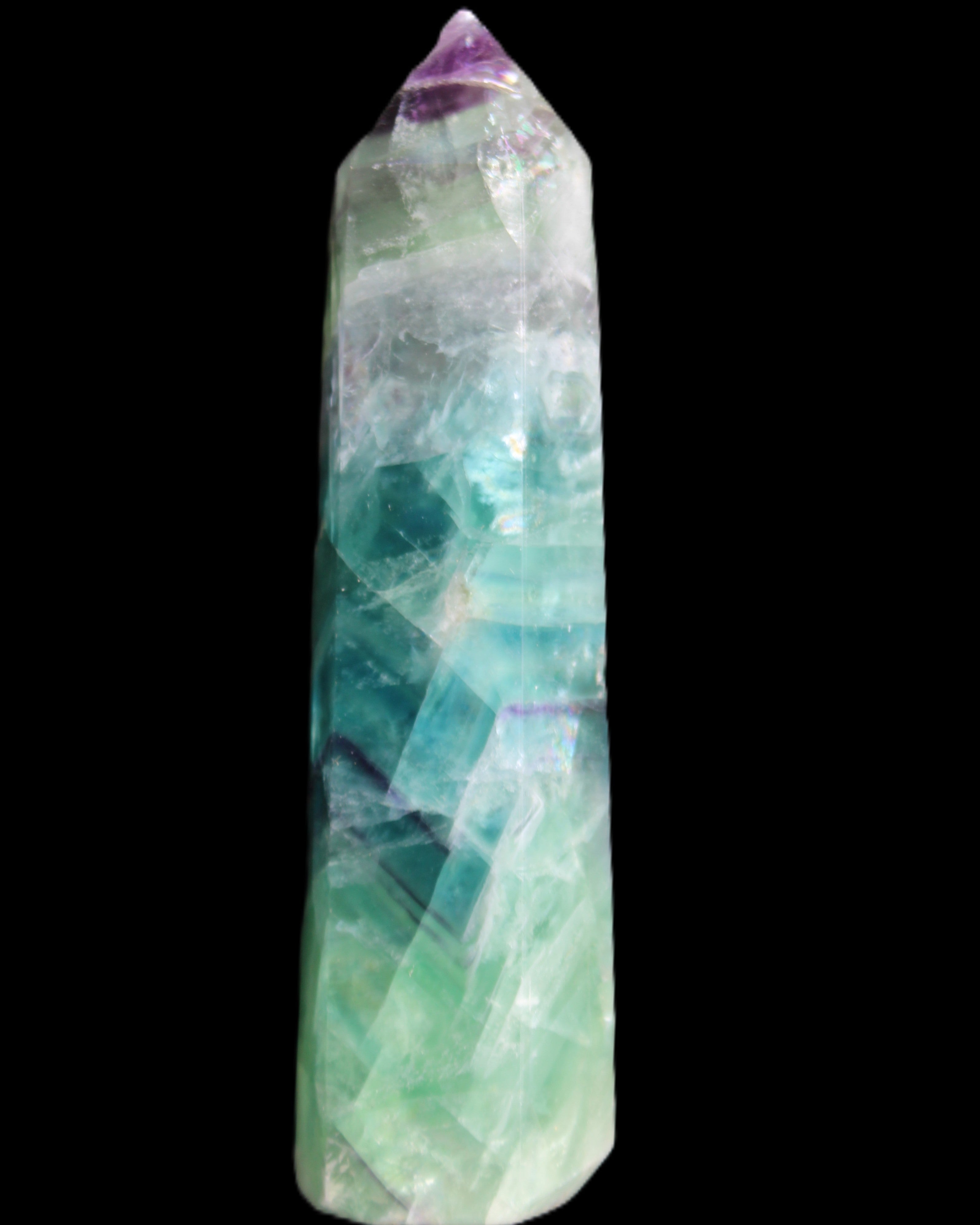 Colourful Fluorite wand 96*24*28mm 110g in sunlight - Rocks and Things Store