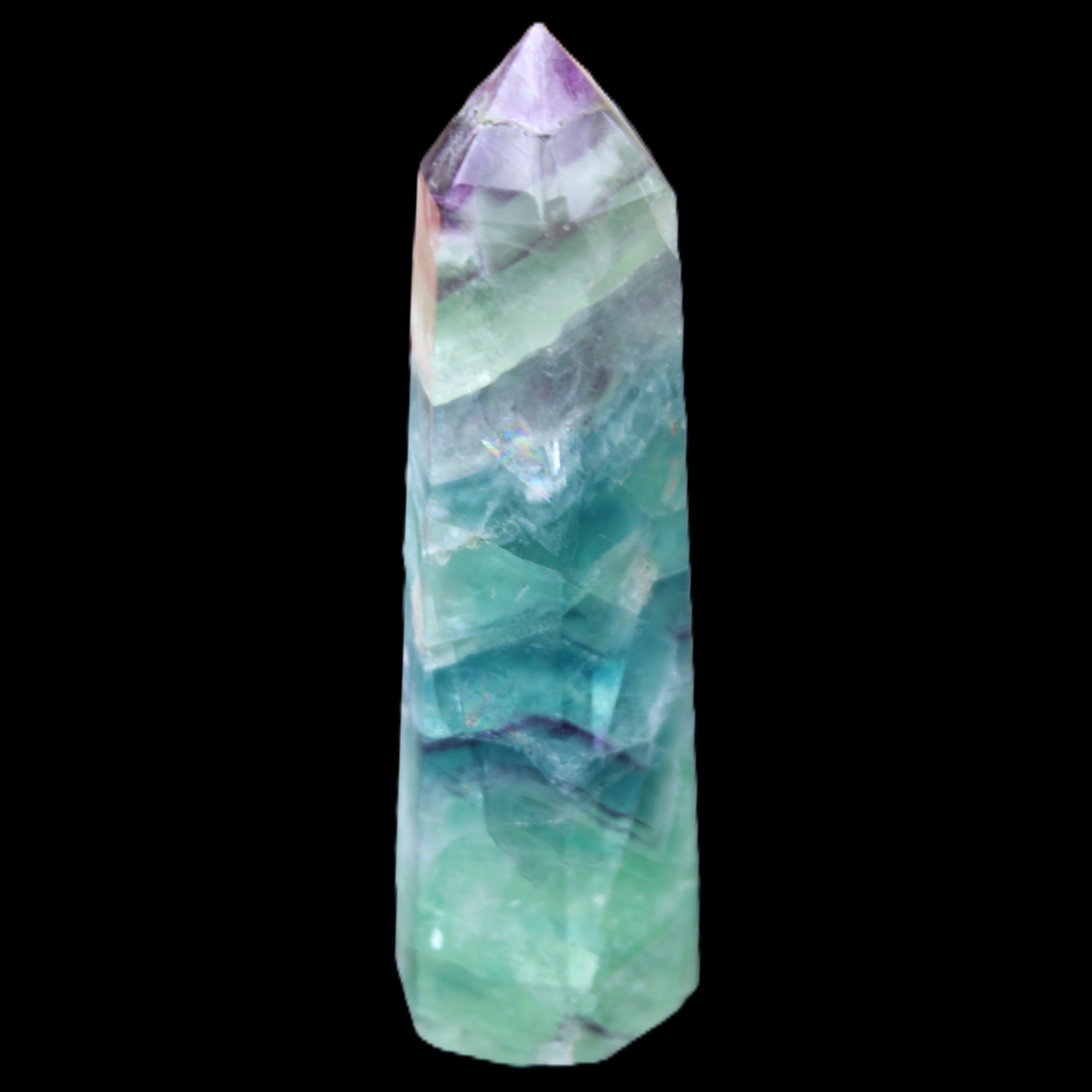 Colourful Fluorite wand 96*24*28mm 110g in sunlight - Rocks and Things Store