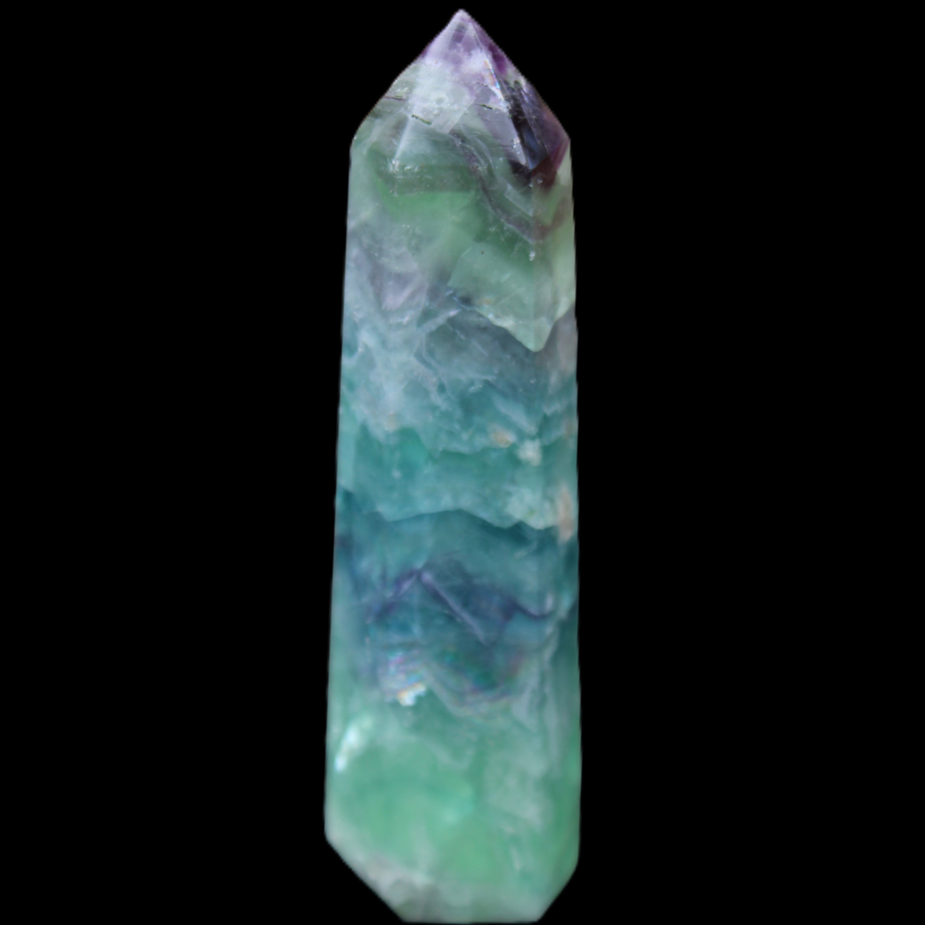 Colourful Fluorite wand 96*24*28mm 110g in sunlight - Rocks and Things Store