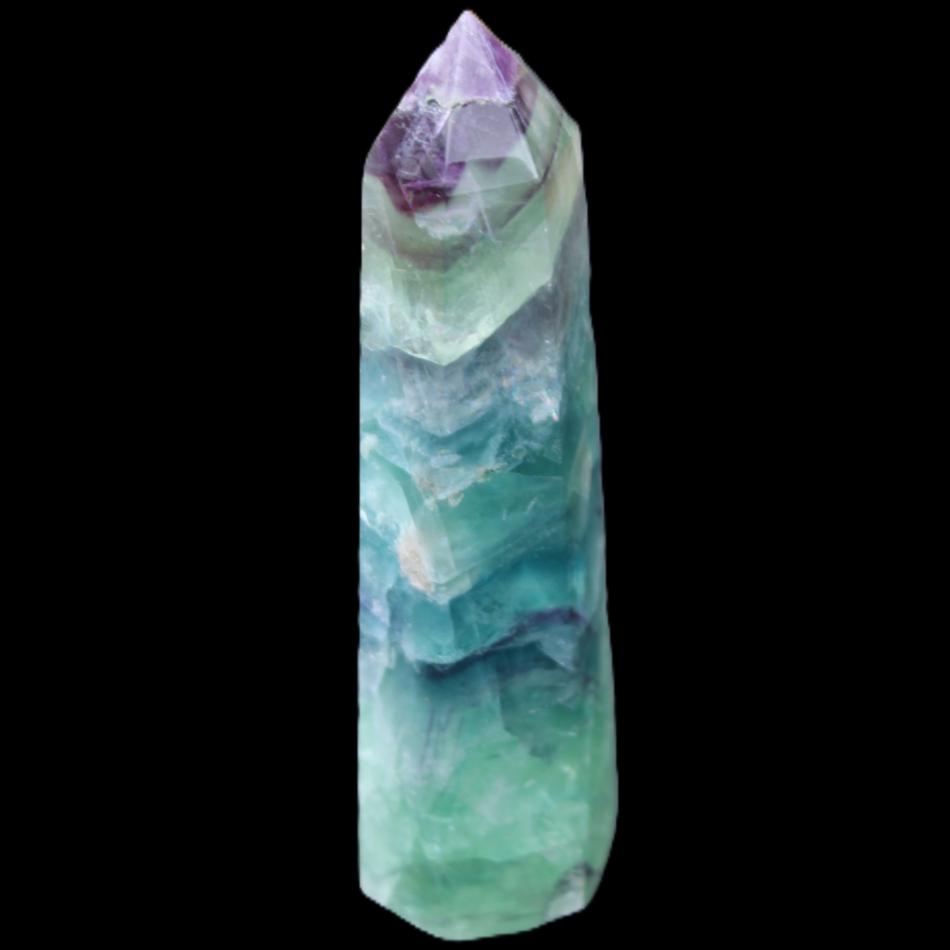 Colourful Fluorite wand 96*24*28mm 110g in sunlight - Rocks and Things Store