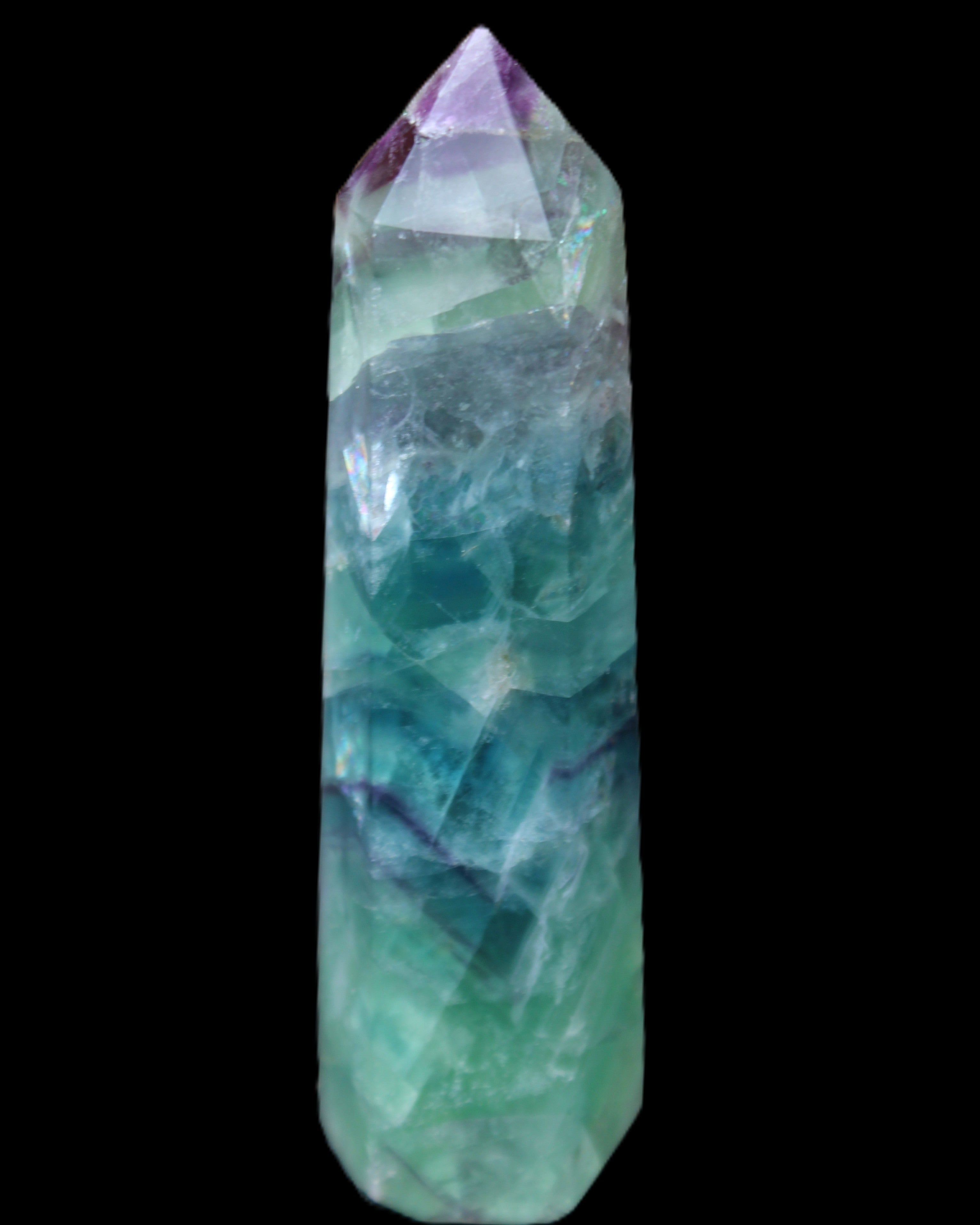 Colourful Fluorite wand 96*24*28mm 110g in sunlight - Rocks and Things Store