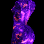 Yooperlite hand carved goddess 38*79mm 135g in UV light - Rocks and Things Store