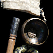 Singing bowl 85m with matt and mallet 125mm in sunlight - Rocks and Things Store