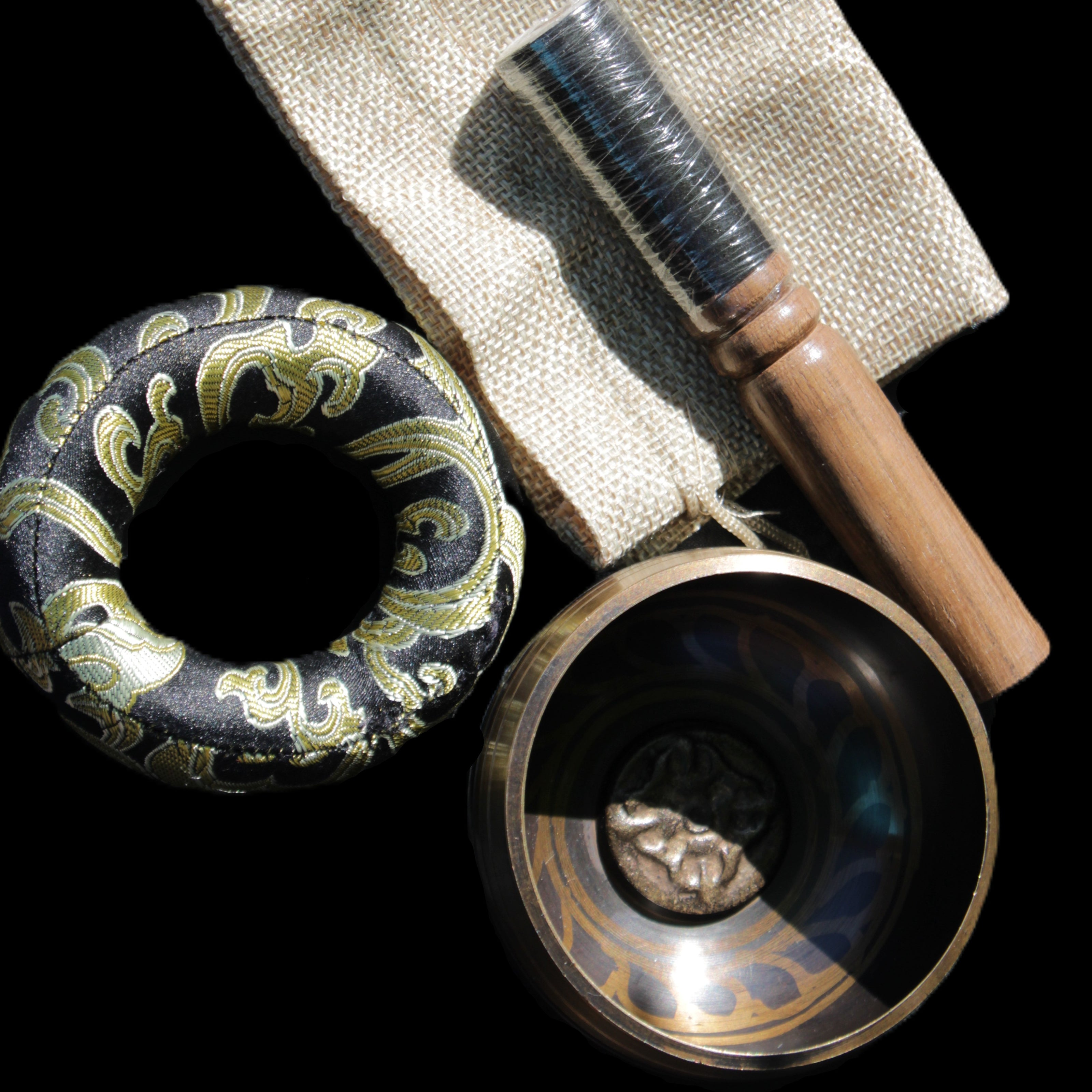 Singing bowl 85m with matt and mallet 125mm in sunlight - Rocks and Things Store