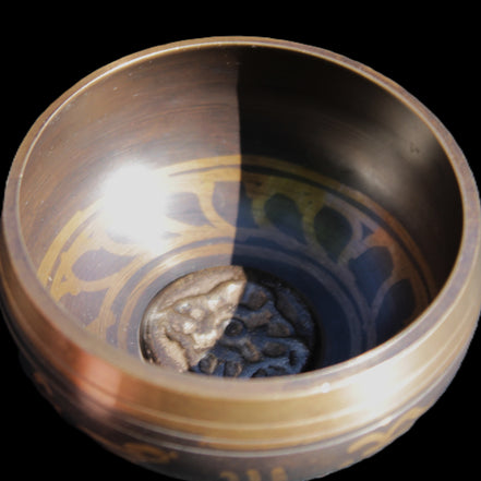 Singing bowl 85m with matt and mallet 125mm in sunlight - Rocks and Things Store