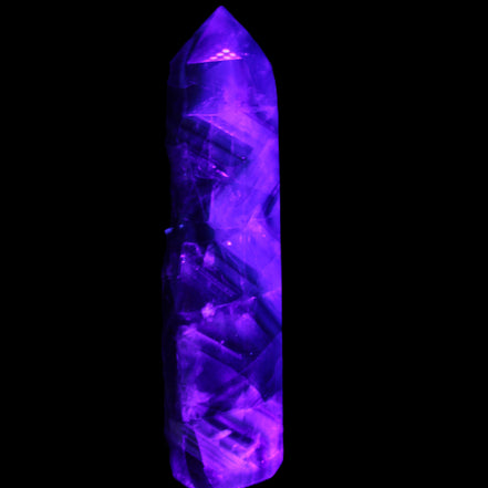 Rainbow Fluorite obelisk 116*26*30mm 151g in UV light - Rocks and Things Store