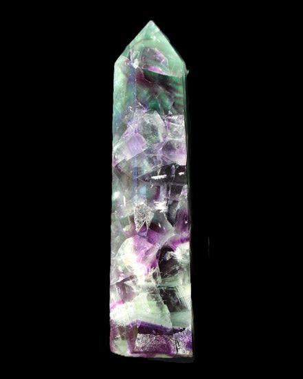 Rainbow Fluorite obelisk 116*26*30mm 151g in sunlight - Rocks and Things Store