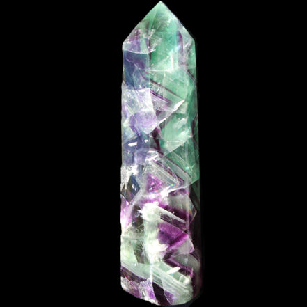 Rainbow Fluorite obelisk 116*26*30mm 151g in sunlight - Rocks and Things Store