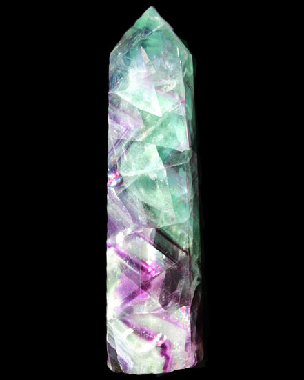 Rainbow Fluorite obelisk 116*26*30mm 151g in sunlight - Rocks and Things Store