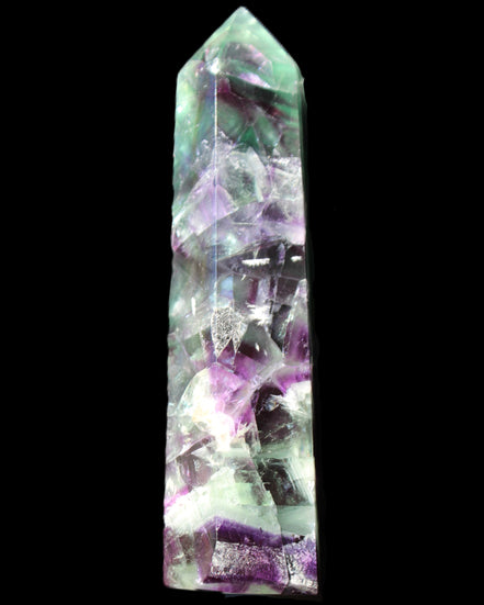 Rainbow Fluorite obelisk 116*26*30mm 151g in sunlight - Rocks and Things Store