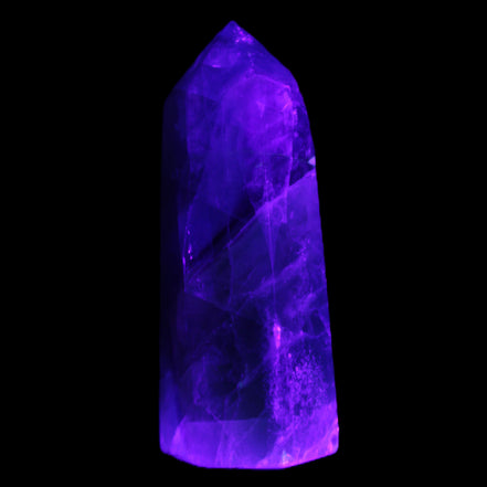 Rainbow Fluorite obelisk 89*30*32mm 170g in UV light - Rocks and Things Store