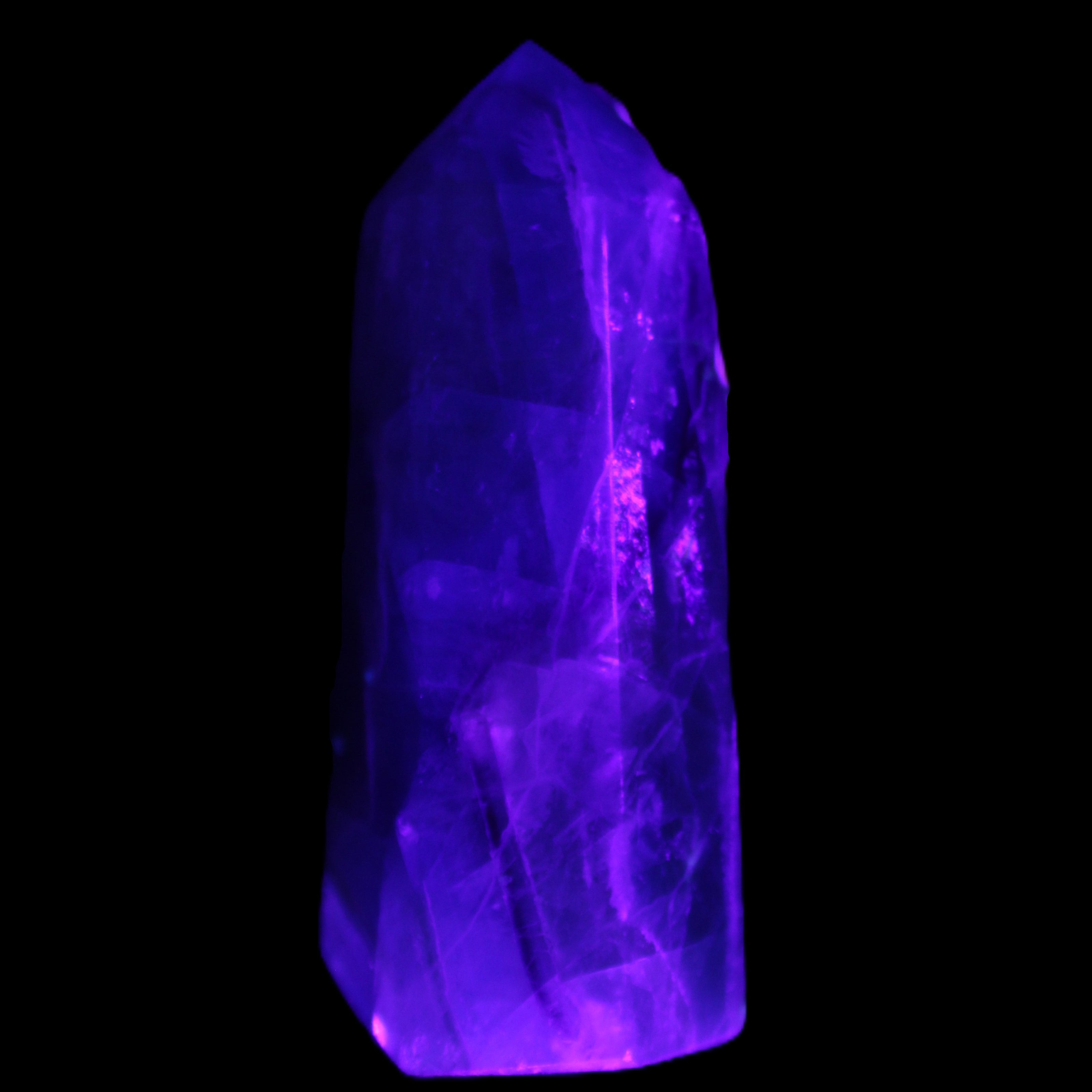 Rainbow Fluorite obelisk 89*30*32mm 170g in UV light - Rocks and Things Store