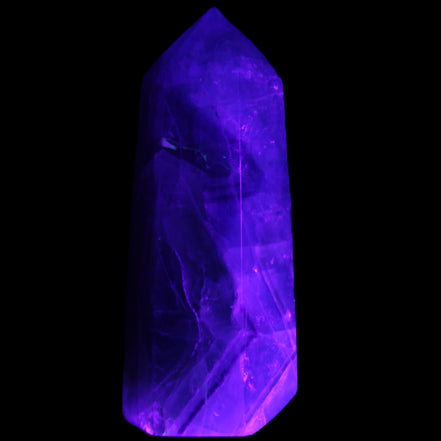 Rainbow Fluorite obelisk 89*30*32mm 170g in UV light - Rocks and Things Store