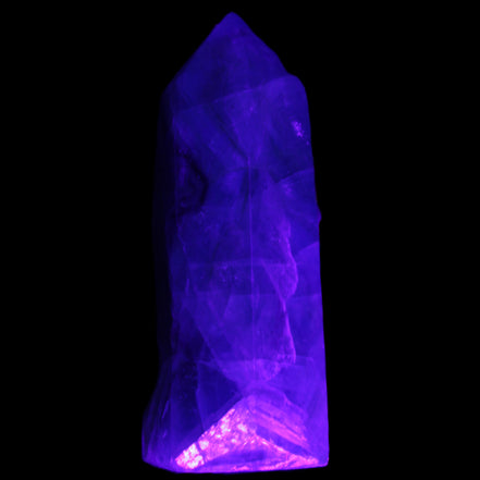 Rainbow Fluorite obelisk 89*30*32mm 170g in UV light - Rocks and Things Store