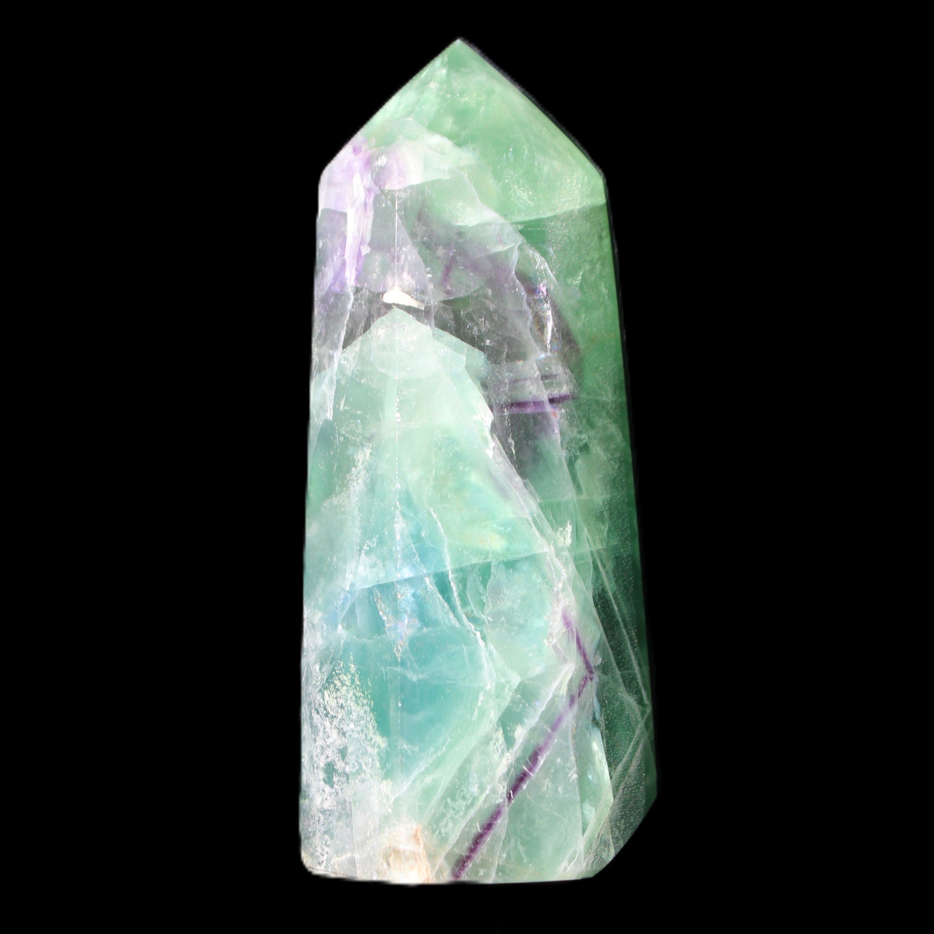 Rainbow Fluorite obelisk 89*30*32mm 170g in sunlight - Rocks and Things Store