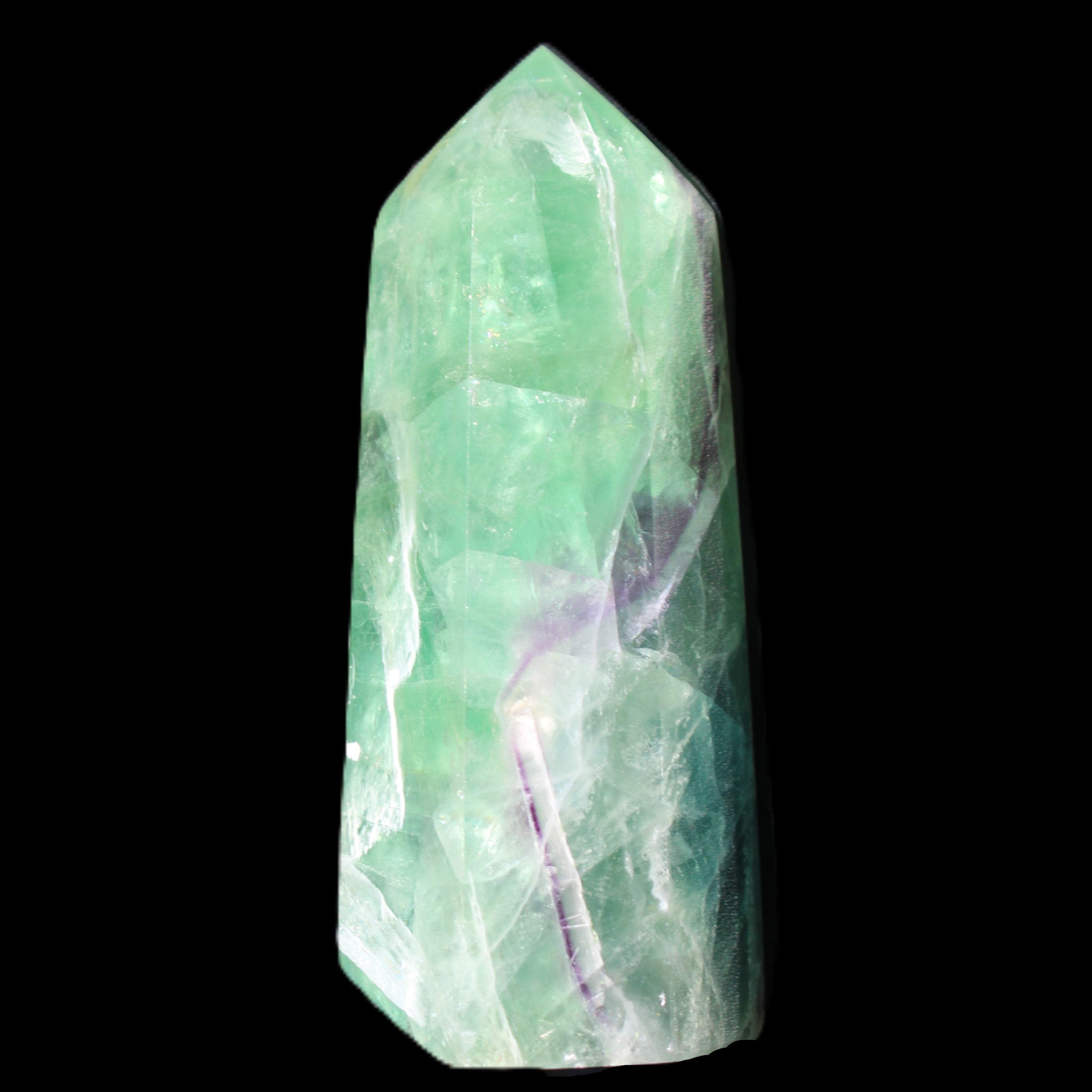 Rainbow Fluorite obelisk 89*30*32mm 170g in sunlight - Rocks and Things Store