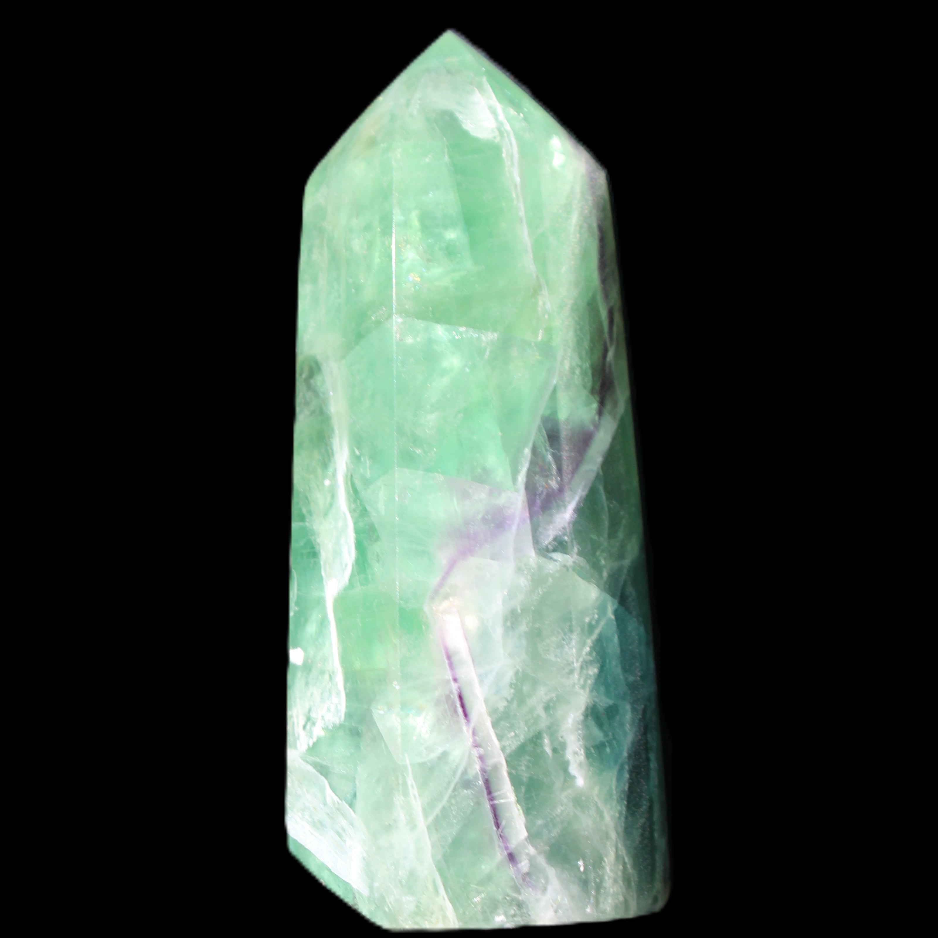 Rainbow Fluorite obelisk 89*30*32mm 170g in sunlight - Rocks and Things Store