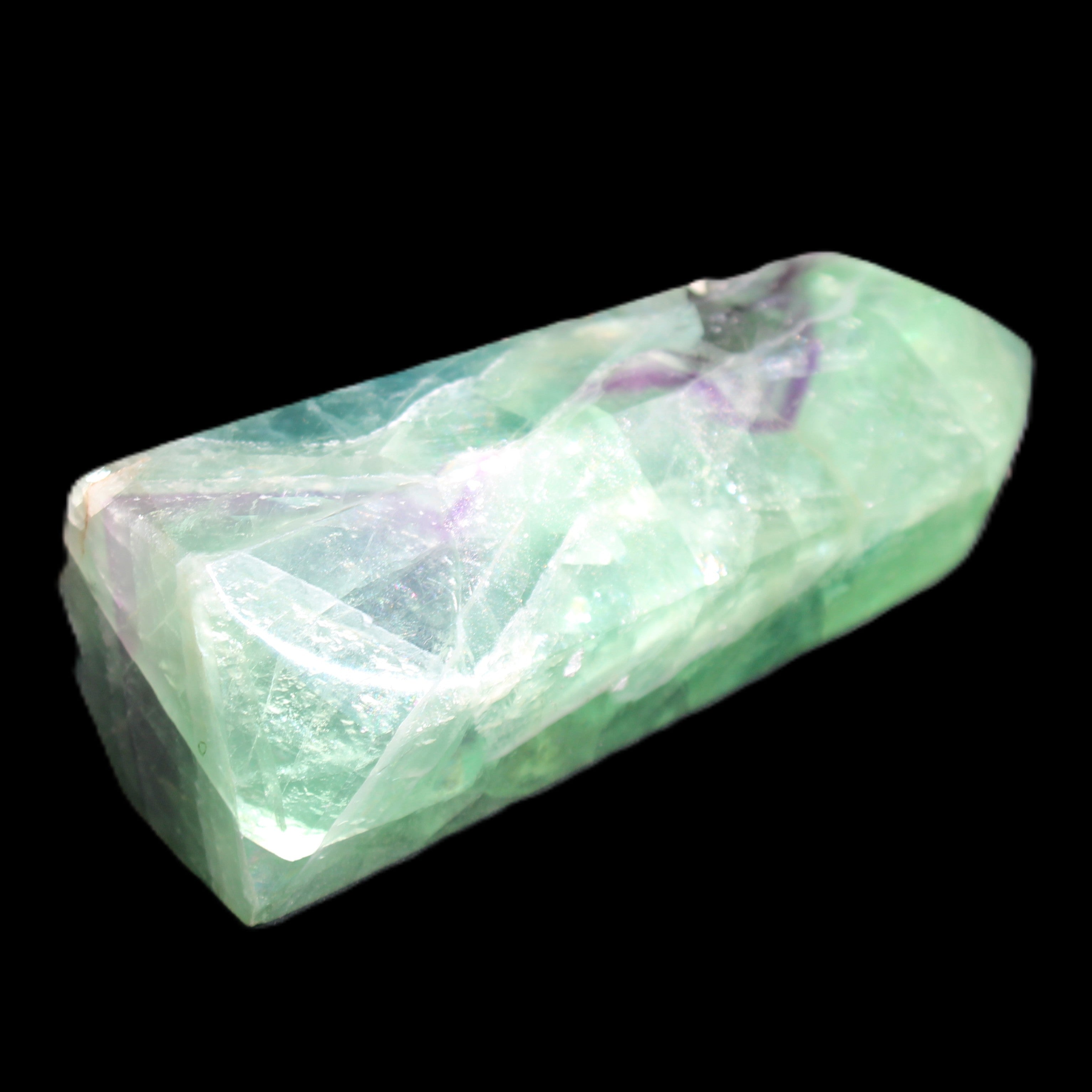 Rainbow Fluorite obelisk 89*30*32mm 170g in sunlight - Rocks and Things Store