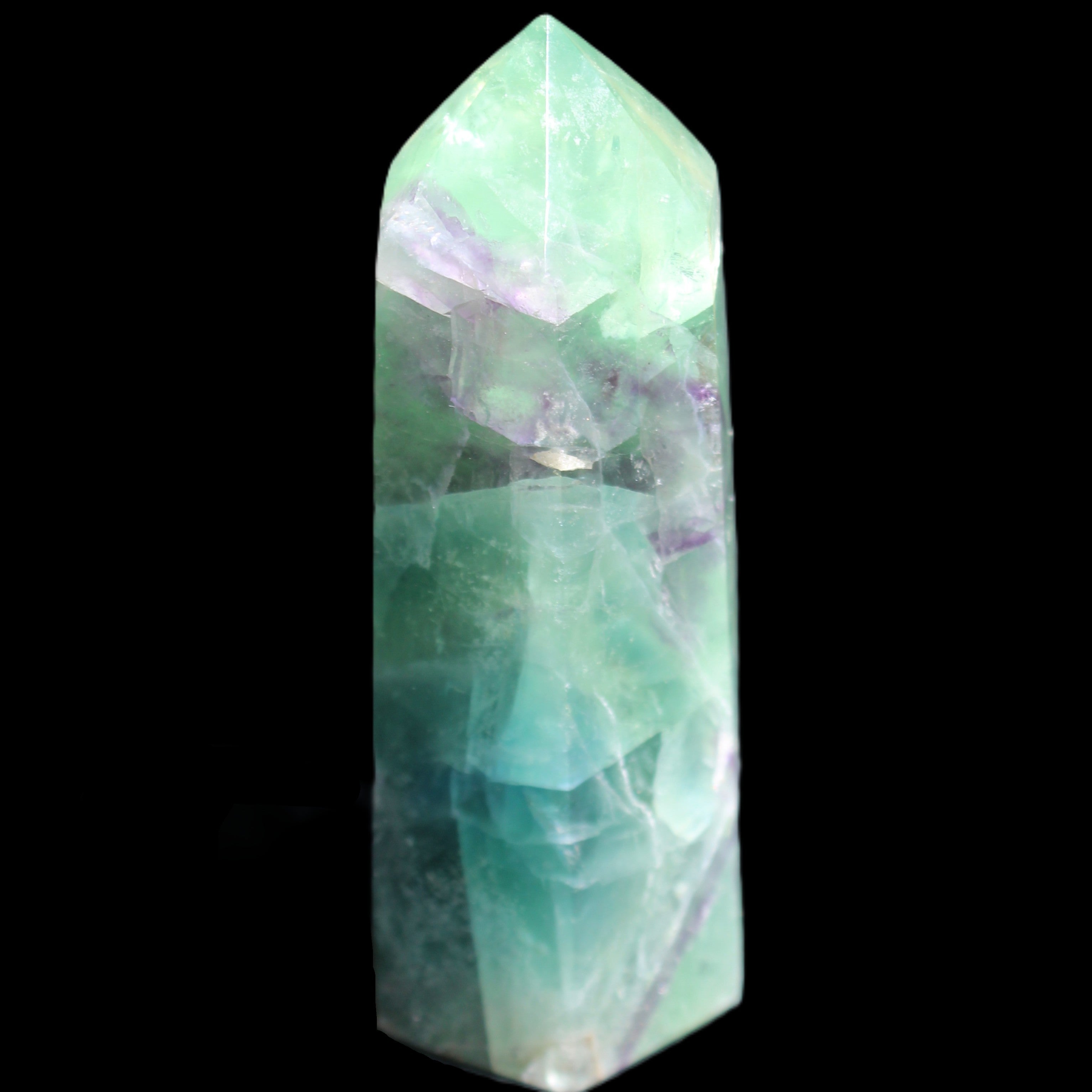 Rainbow Fluorite obelisk 89*30*32mm 170g in sunlight - Rocks and Things Store
