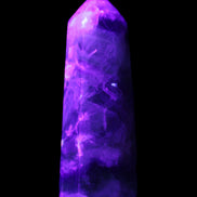 Rainbow Fluorite obelisk 99*32*36mm 191g in UV light - Rocks and Things Store