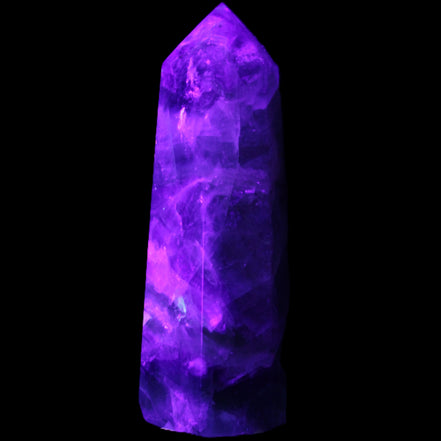 Rainbow Fluorite obelisk 99*32*36mm 191g in UV light - Rocks and Things Store