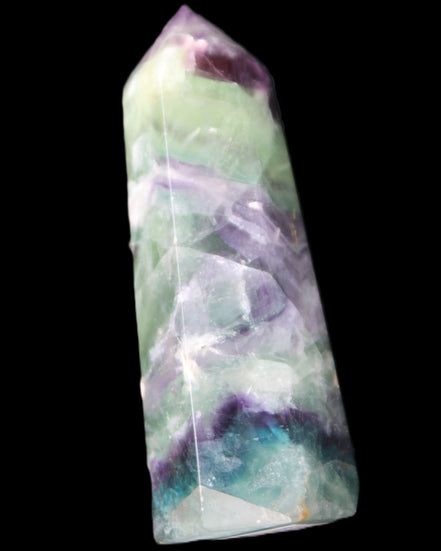 Rainbow Fluorite obelisk 99*32*36mm 191g in UV light - Rocks and Things Store