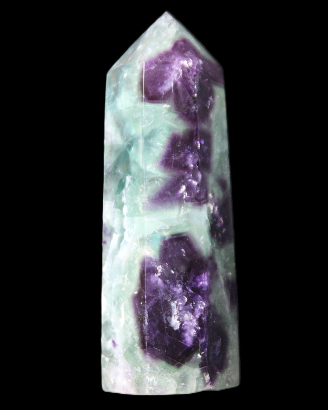 Rainbow Fluorite obelisk 95*29*34mm 170g in UV light - Rocks and Things Store