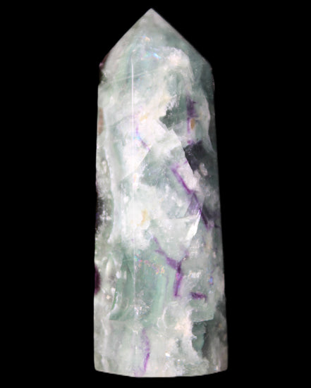Rainbow Fluorite obelisk 95*29*34mm 170g in UV light - Rocks and Things Store