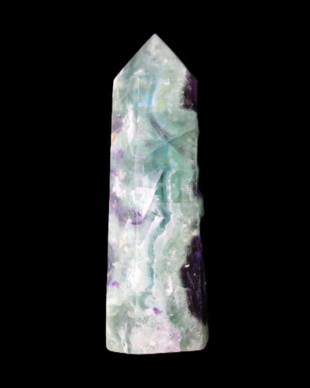 Rainbow Fluorite obelisk 95*29*34mm 170g in UV light - Rocks and Things Store