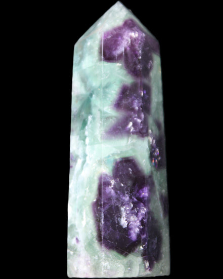 Rainbow Fluorite obelisk 95*29*34mm 170g in UV light - Rocks and Things Store