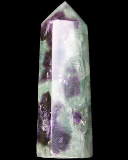 Rainbow Fluorite obelisk 95*29*34mm 170g in UV light - Rocks and Things Store