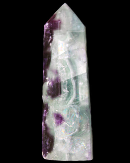 Rainbow Fluorite obelisk 95*29*34mm 170g in UV light - Rocks and Things Store
