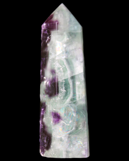 Rainbow Fluorite obelisk 95*29*34mm 170g in UV light - Rocks and Things Store