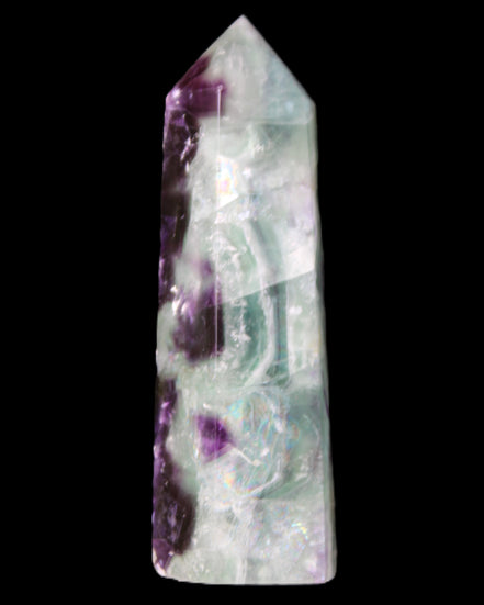 Rainbow Fluorite obelisk 95*29*34mm 170g in UV light - Rocks and Things Store