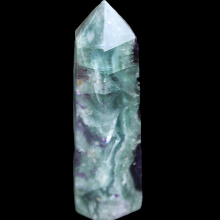 Rainbow Fluorite obelisk 95*29*34mm 170g in UV light - Rocks and Things Store