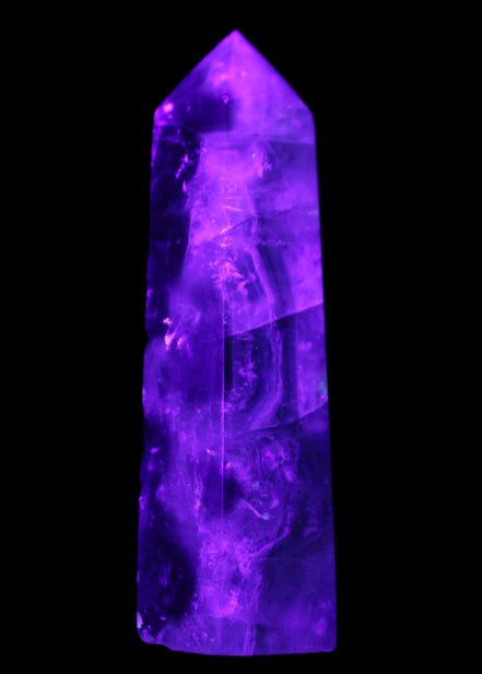 Rainbow Fluorite obelisk 95*29*34mm 170g in UV light - Rocks and Things Store