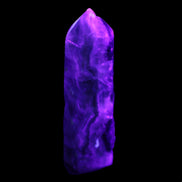 Rainbow Fluorite obelisk 95*29*34mm 170g in UV light - Rocks and Things Store