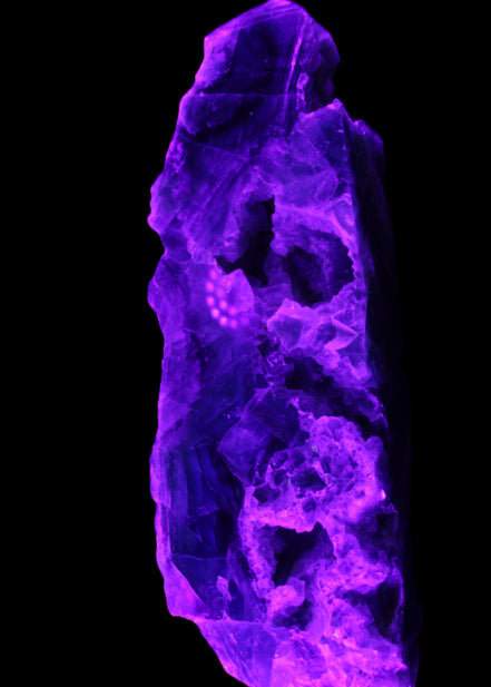 Fluorite obelisk 221*77*40mm 1410g in UV light - Rocks and Things Store