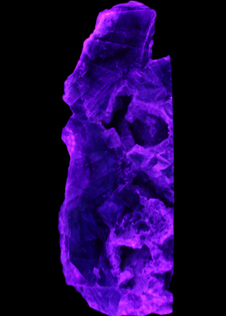 Fluorite obelisk 221*77*40mm 1410g in UV light - Rocks and Things Store