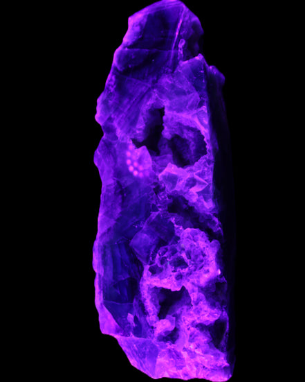 Fluorite obelisk 221*77*40mm 1410g in UV light - Rocks and Things Store