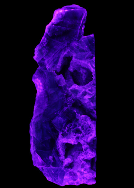 Fluorite obelisk 221*77*40mm 1410g in UV light - Rocks and Things Store