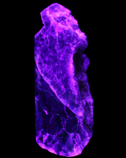 Fluorite obelisk 221*77*40mm 1410g in UV light - Rocks and Things Store