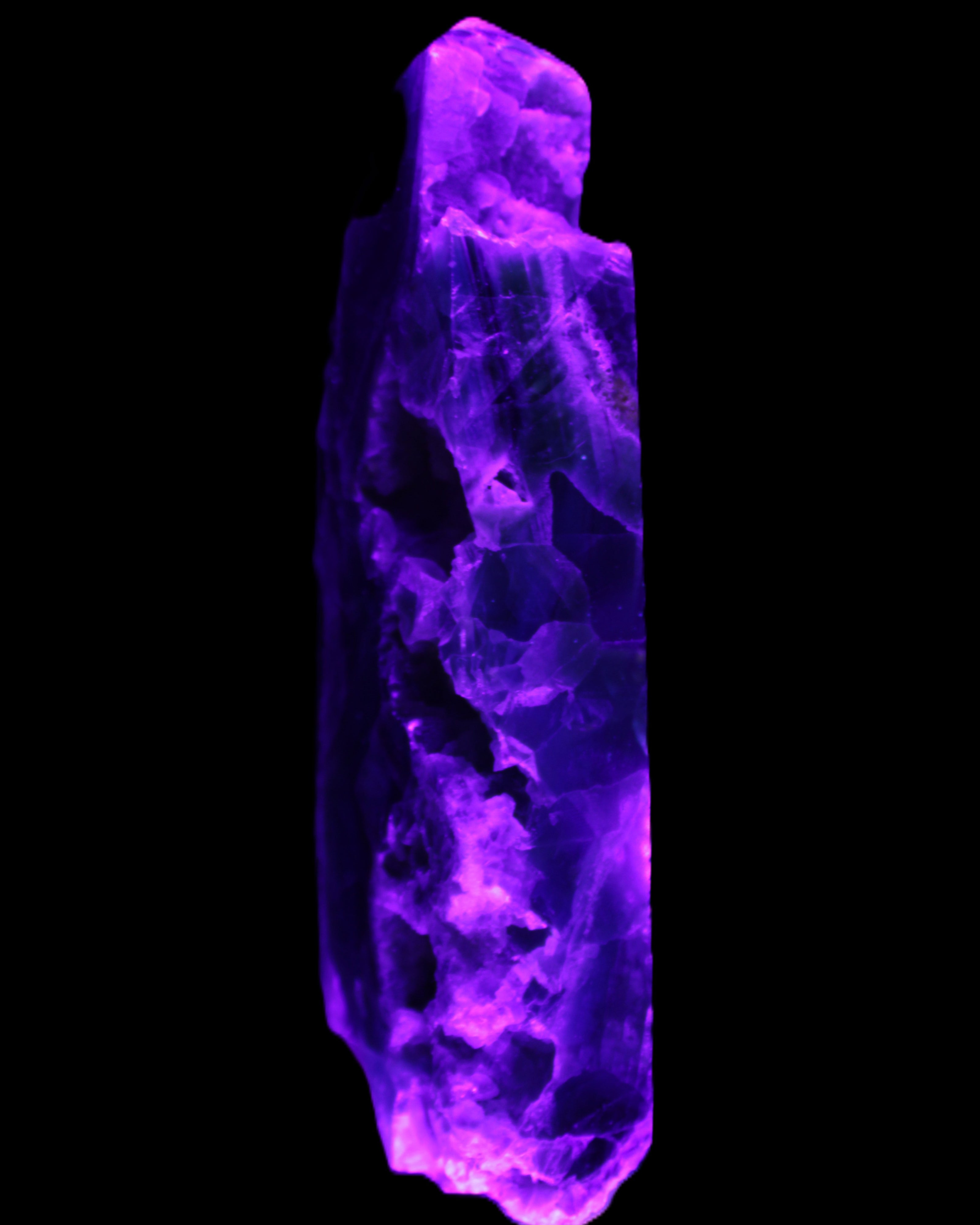 Fluorite obelisk 221*77*40mm 1410g in UV light - Rocks and Things Store