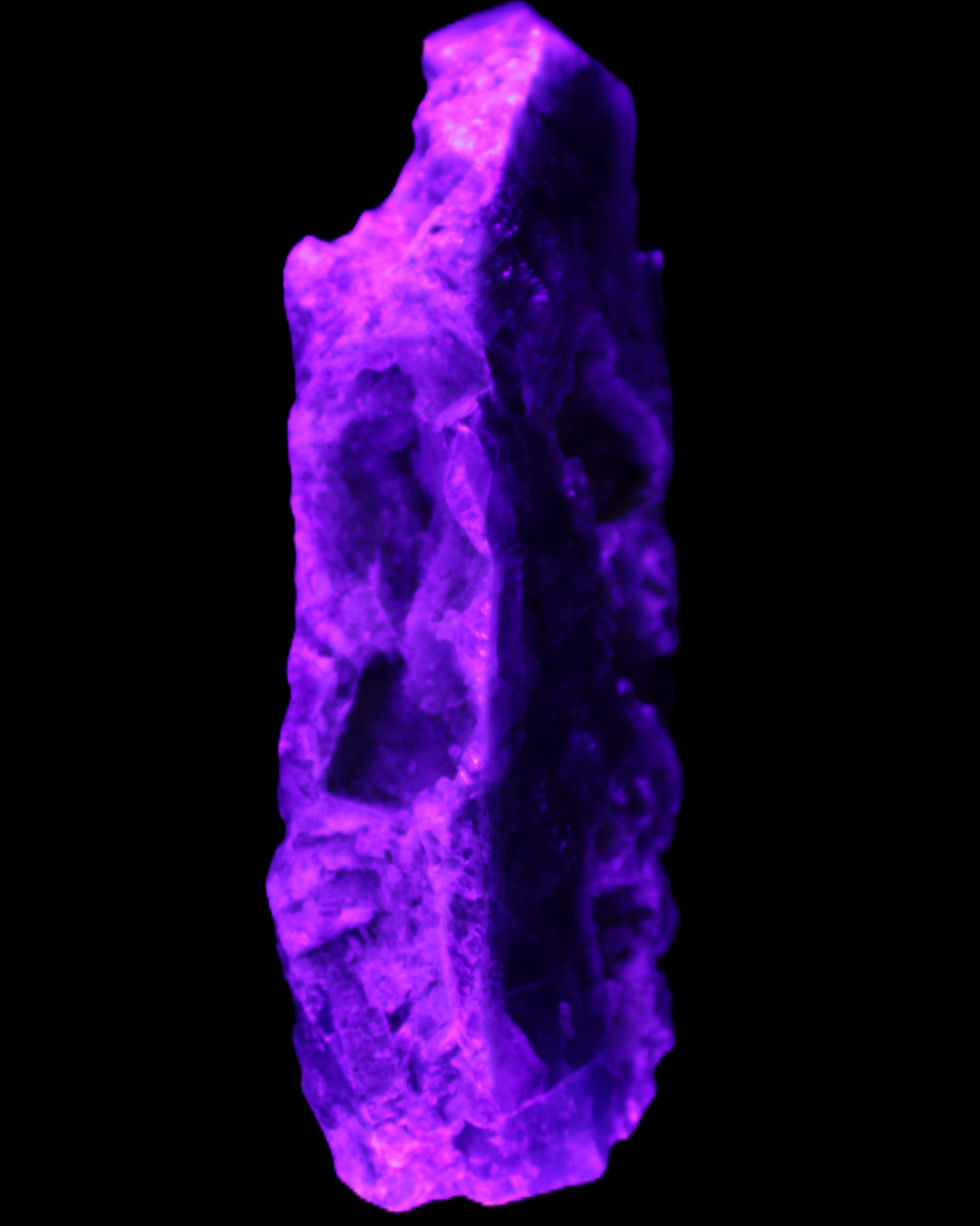 Fluorite obelisk 221*77*40mm 1410g in UV light - Rocks and Things Store