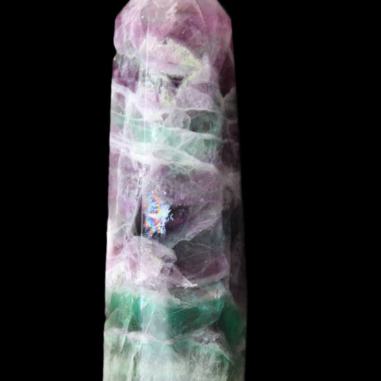 Rainbow Fluorite obelisk 98*27*29mm 151g in sunlight - Rocks and Things Store