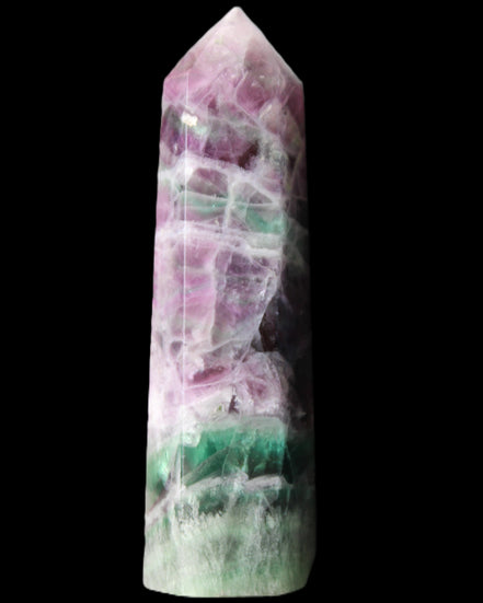Rainbow Fluorite obelisk 98*27*29mm 151g in sunlight - Rocks and Things Store