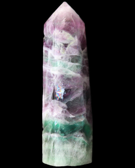 Rainbow Fluorite obelisk 98*27*29mm 151g in sunlight - Rocks and Things Store