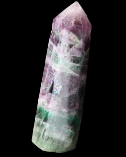 Rainbow Fluorite obelisk 98*27*29mm 151g in sunlight - Rocks and Things Store