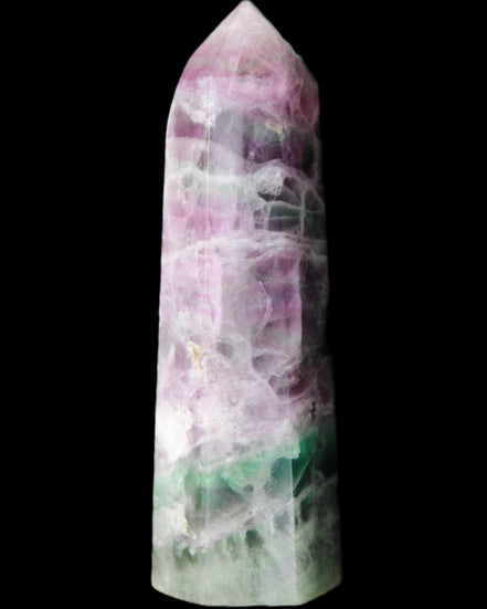 Rainbow Fluorite obelisk 98*27*29mm 151g in sunlight - Rocks and Things Store